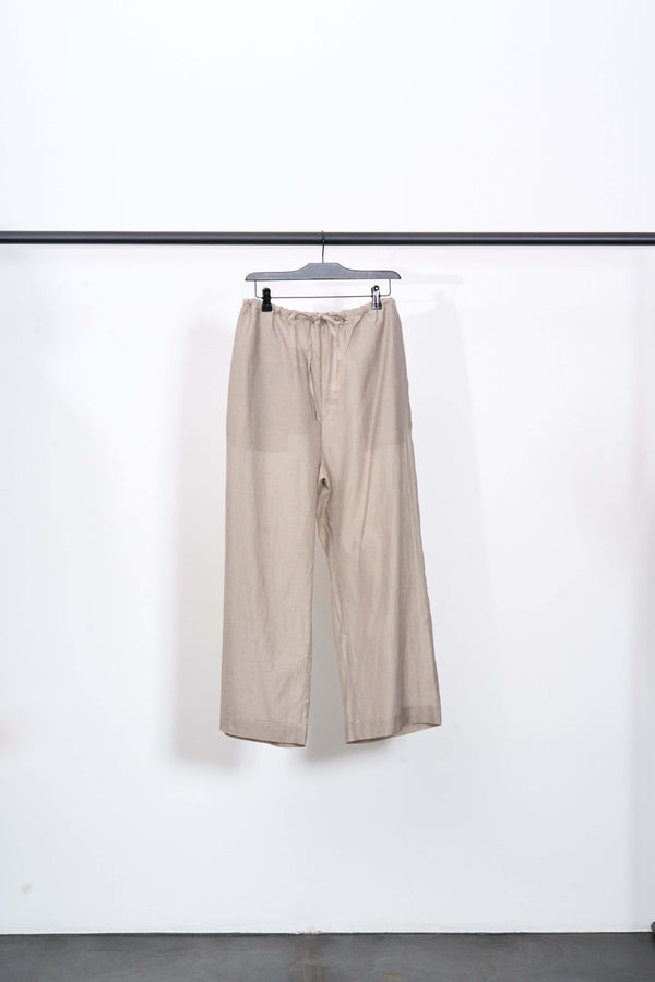 FUE Baumwollseidenhosen Gingham Toffee - elegante und komfortable Hose aus Baumwolle und Seide.